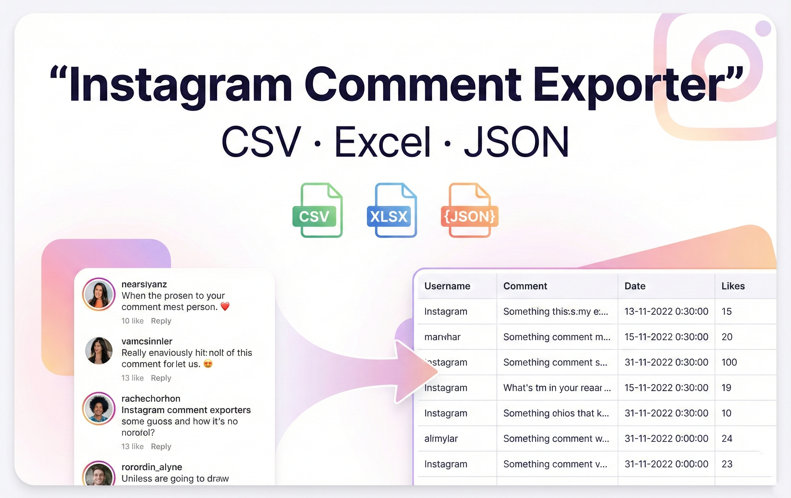 IG Comment Exporter — IG Comment exporter interface screenshot